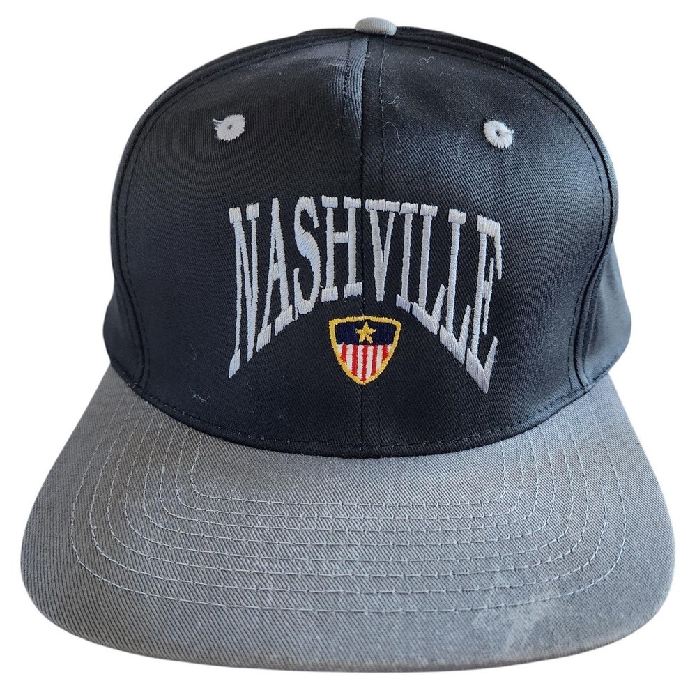 Vintage 90s Nashville Snapback Hat Two Tone Embroidered Shield Cobra Caps